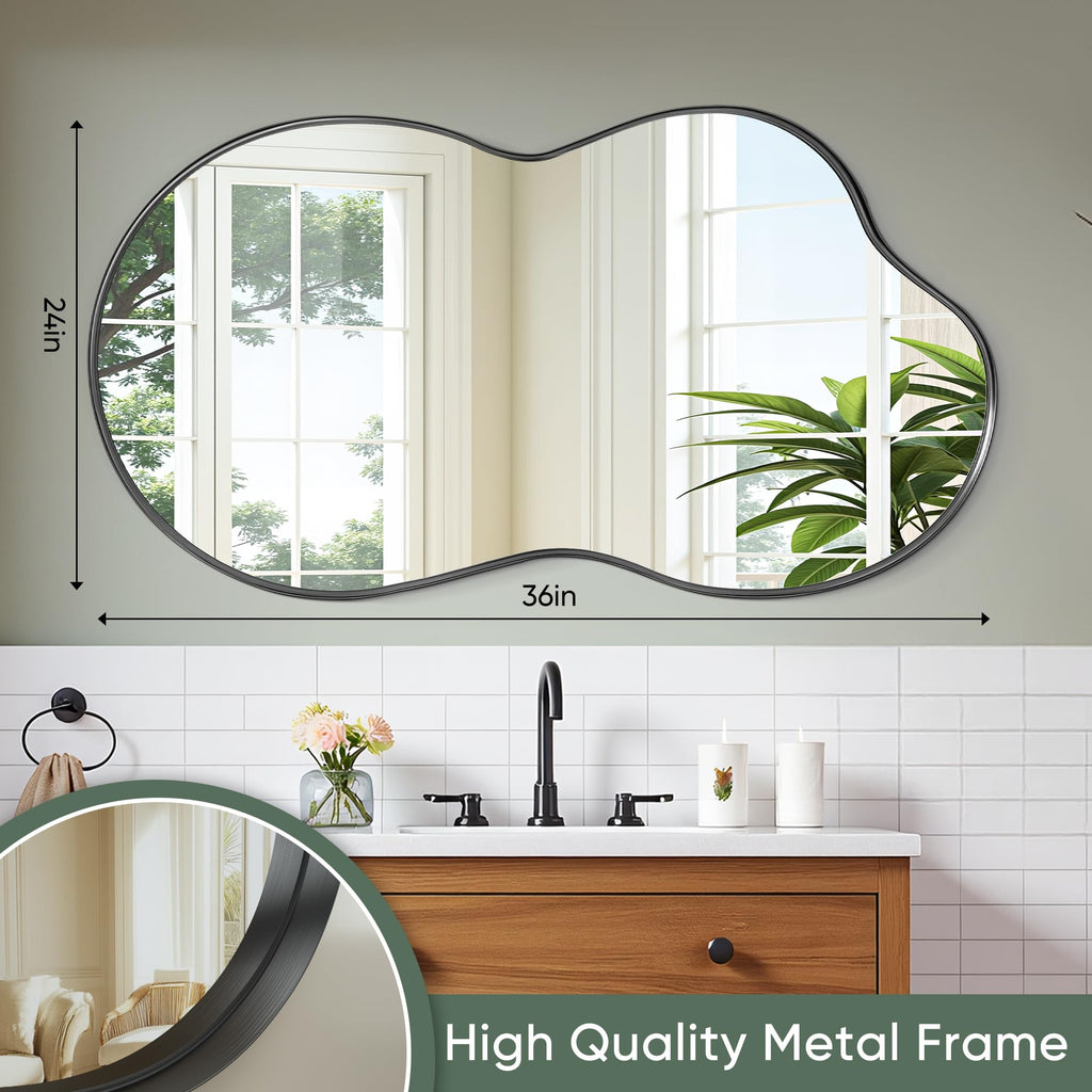 Irregular Wall Mirror, 36"x24" Bathroom Mirror Asymmetrical Mirrors Artistic Mirrors Decorative Bedroom Bathroom