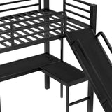 Twin XL Over Queen Bunk Bed Frame with Twin Loft Beds, Heavy Duty Triple Bunk Bed with Slide