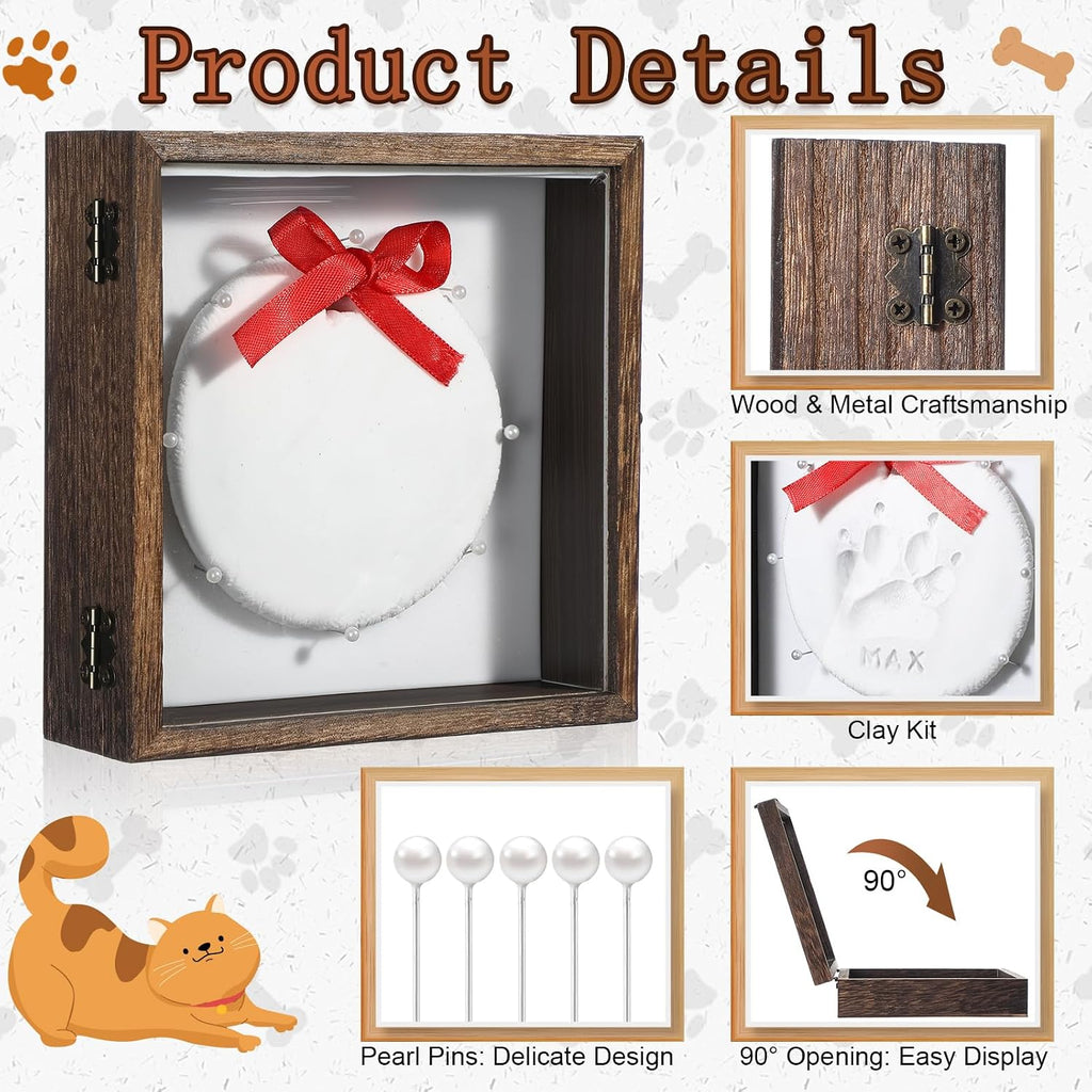 Dogs Paw Prints Kit for Pet Cats Display Case Memorial Shadow Box