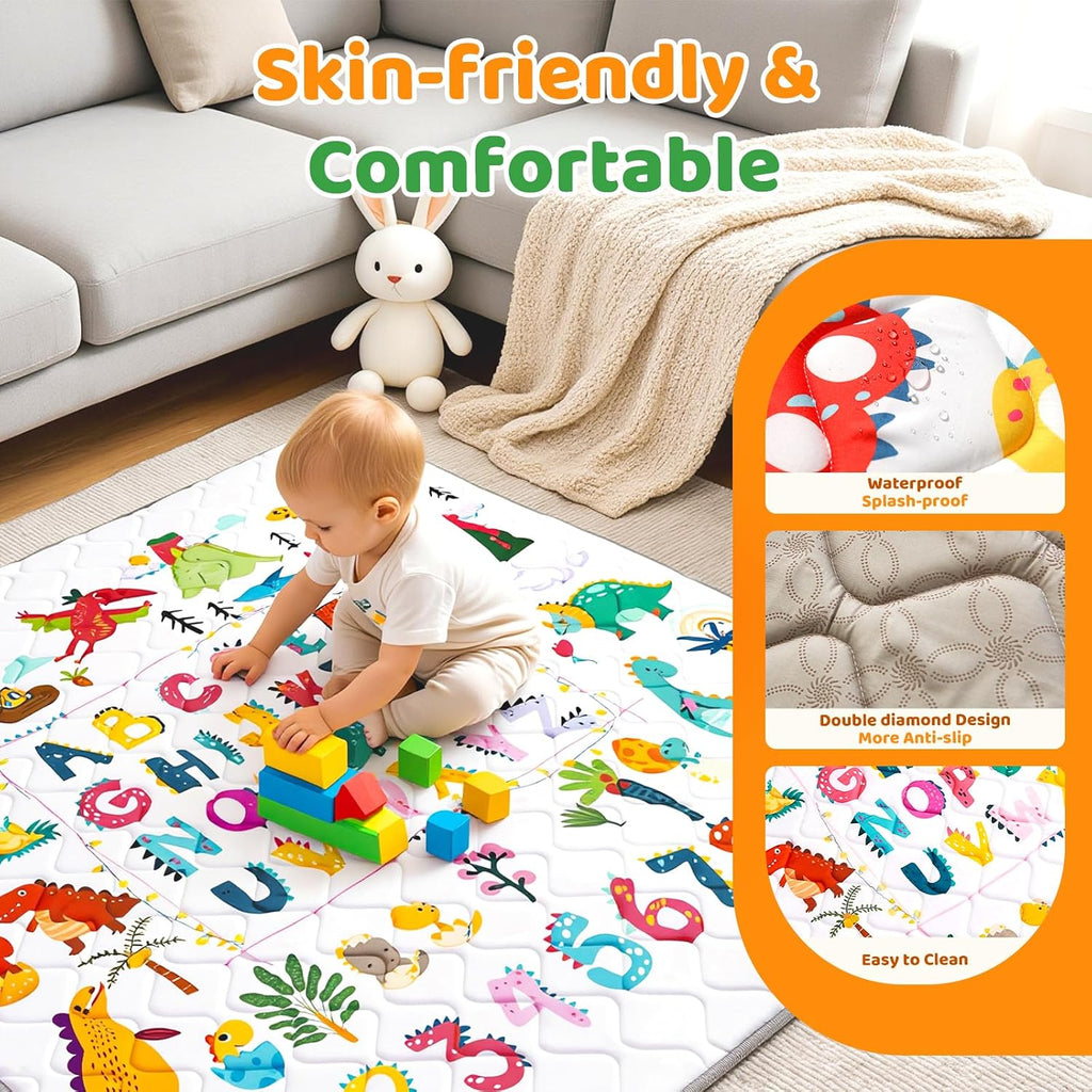 Play Mat - Thicken 71x59 Inch Soft Foam Crawling Mat for Playpen & Floor, Non-Slip Waterproof Playmats for Infants &