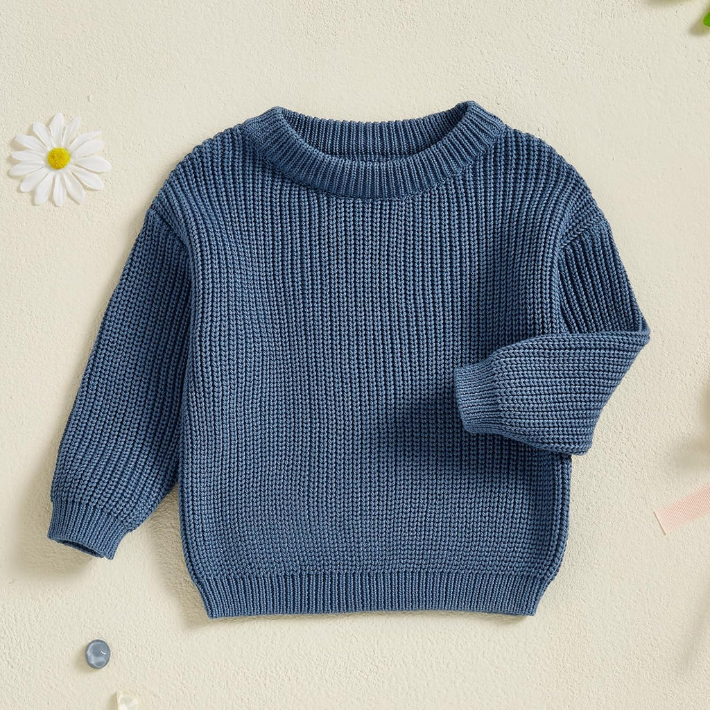 Toddler Baby Girl Boy Knit Sweater Round Neck Long Sleeve Pullover Sweatshirt Fall Winter Clothes