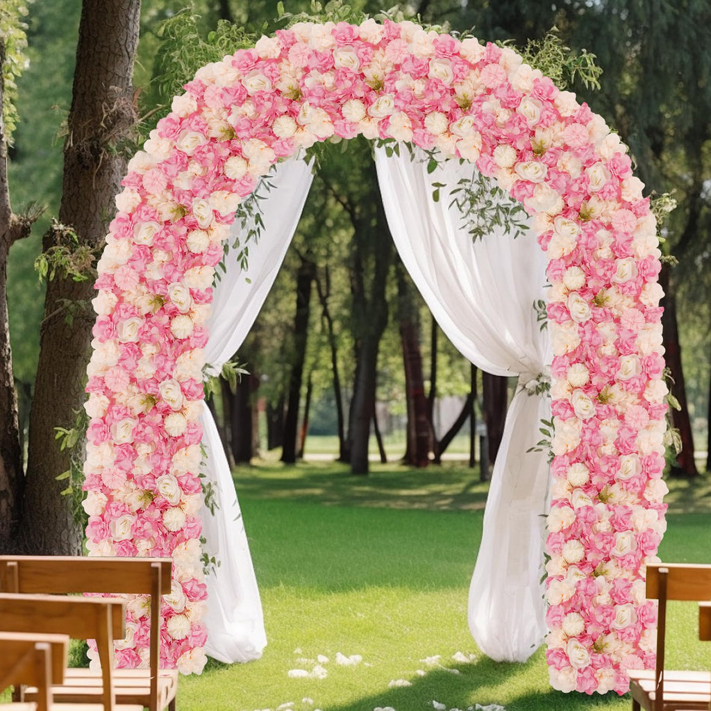 3D Flower Wall Backdrop, 12 Pcs 15x15 Inch Pink & White Panels