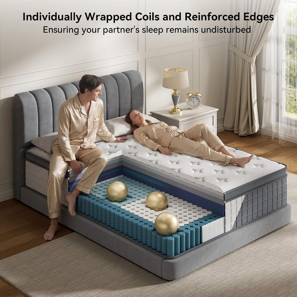 King Size 12 Inch Hybrid Mattress in a Box, 2026 Upgraded Luxury, Gel Memory Foam, Individual Pocket Spring, Medium