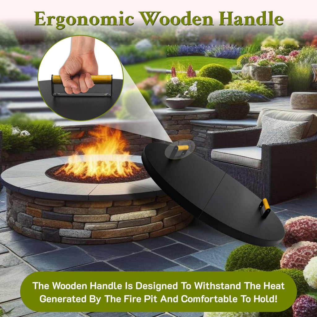42" Round Fire Pit Lid - Heat Resistant Fire Pit Cover Lid