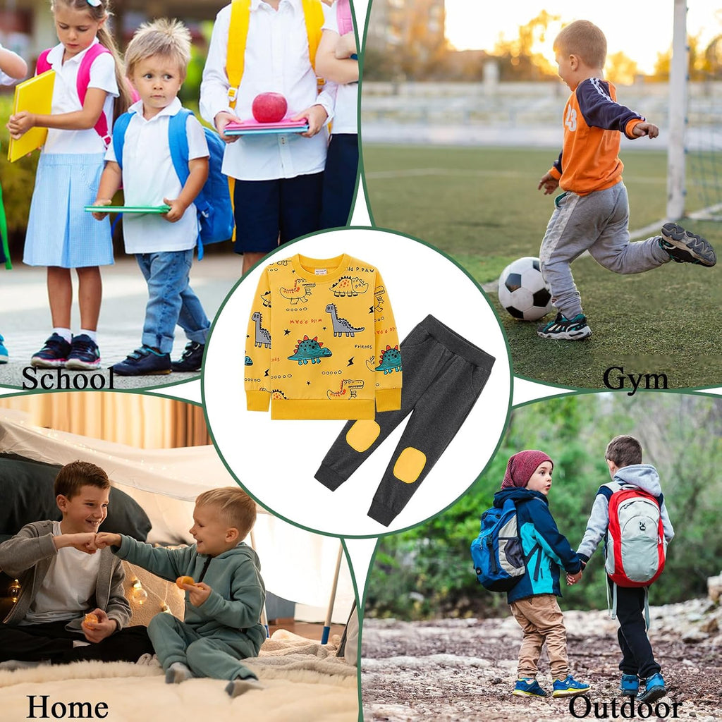 Toddler Boys Clothes Sets 2Pcs Cute Print Long Sleeve Sweatsuits Tops and Pants Outfits for Fall Winter