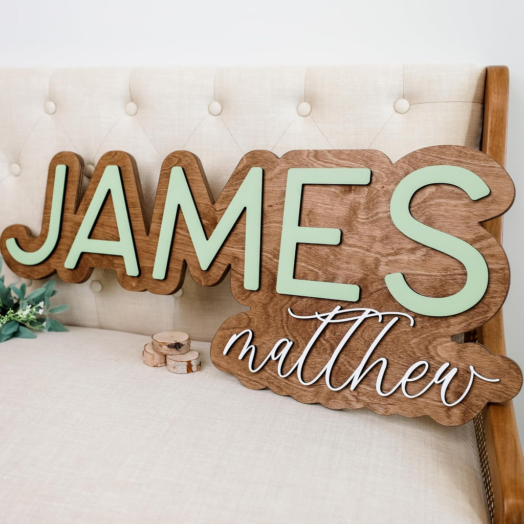 Nursery Name Sign, Wooden Name Sign, Name Plate for Wall, Custom Wooden Sign, Baby Name Announcement Sign, (James