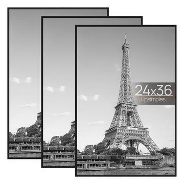 24x36 Poster Frame, Easy Slide-In Assembly, Black, 3 Pack