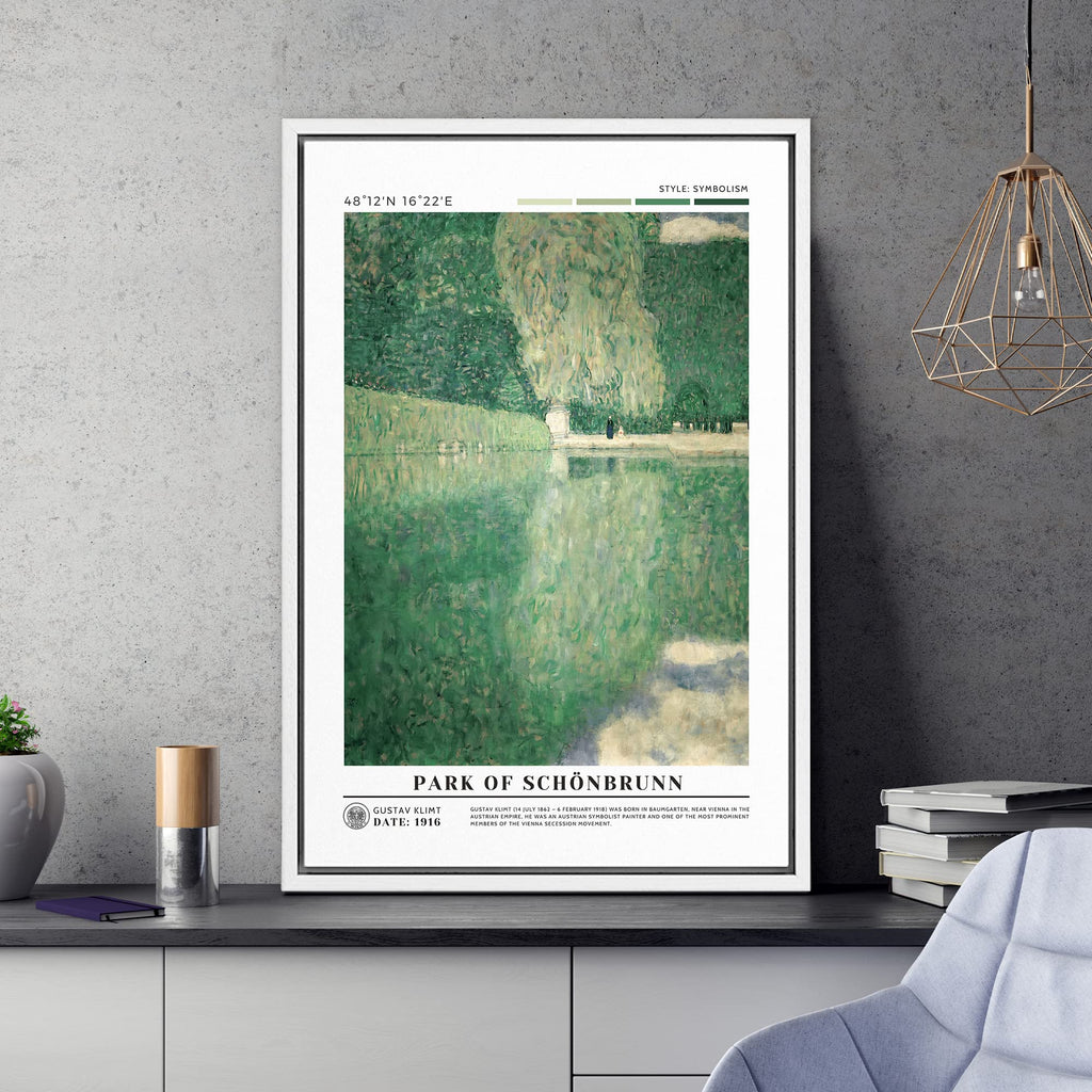 Framed Canvas Print Wall Art Park Schonbrunn by Gustav Klimt Master Artist Nature Wilderness Wilderness Illustration