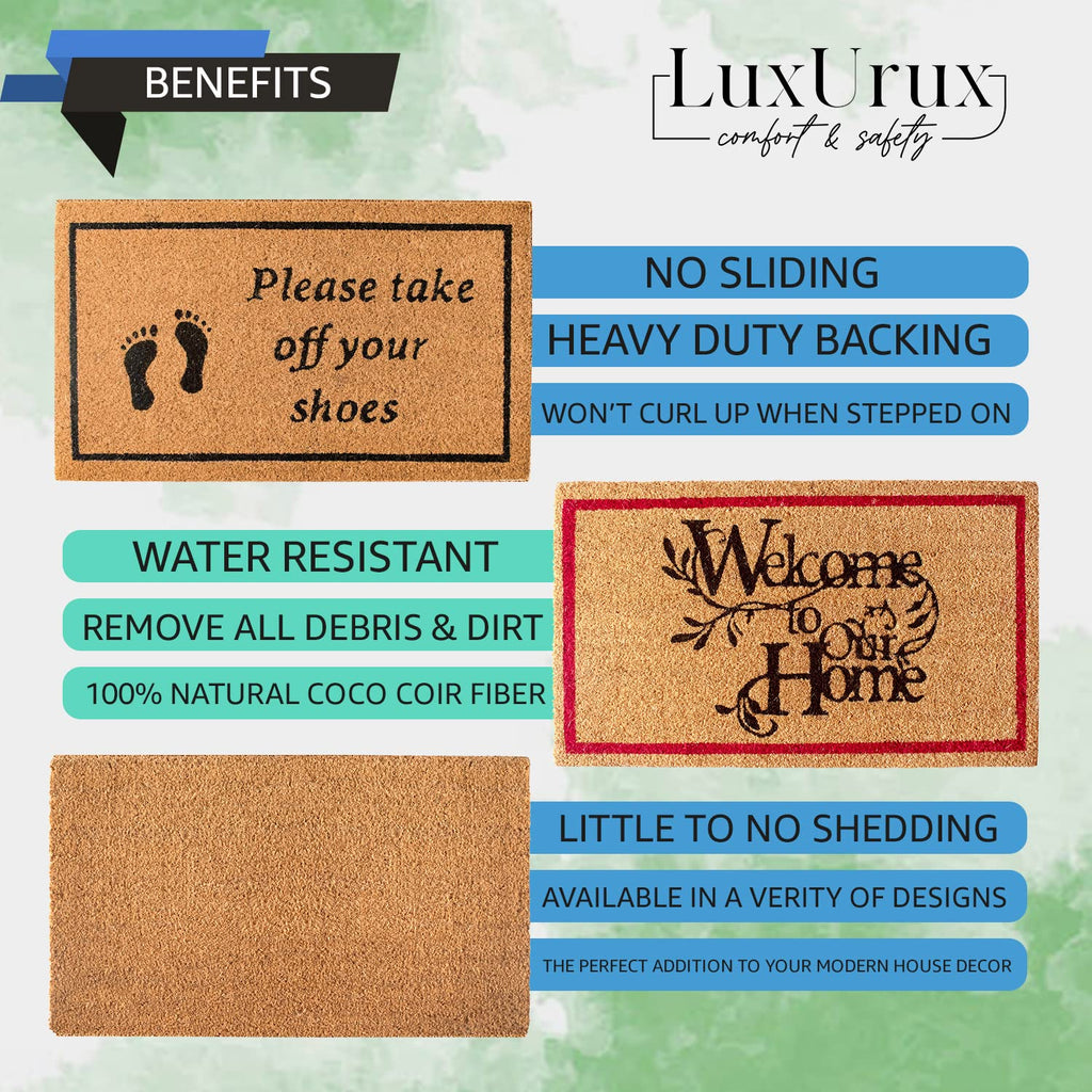 Welcome Mats Outdoor Coco Coir Doormat, with Heavy-Duty PVC Backing - Natural - Perfect Color/Sizing for