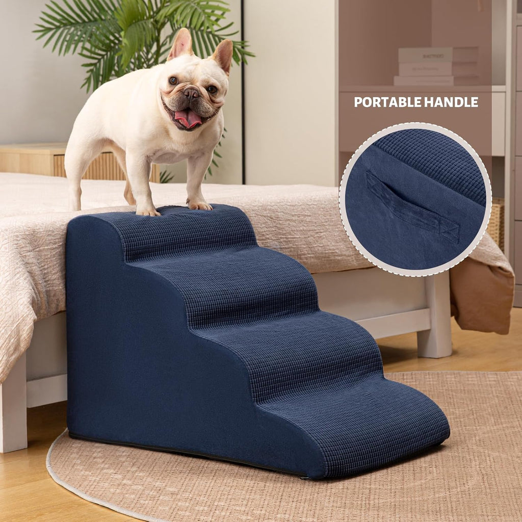 Dog Steps for Bed or Couch, 4-Step Pet Stairs Ramp for Small Dogs