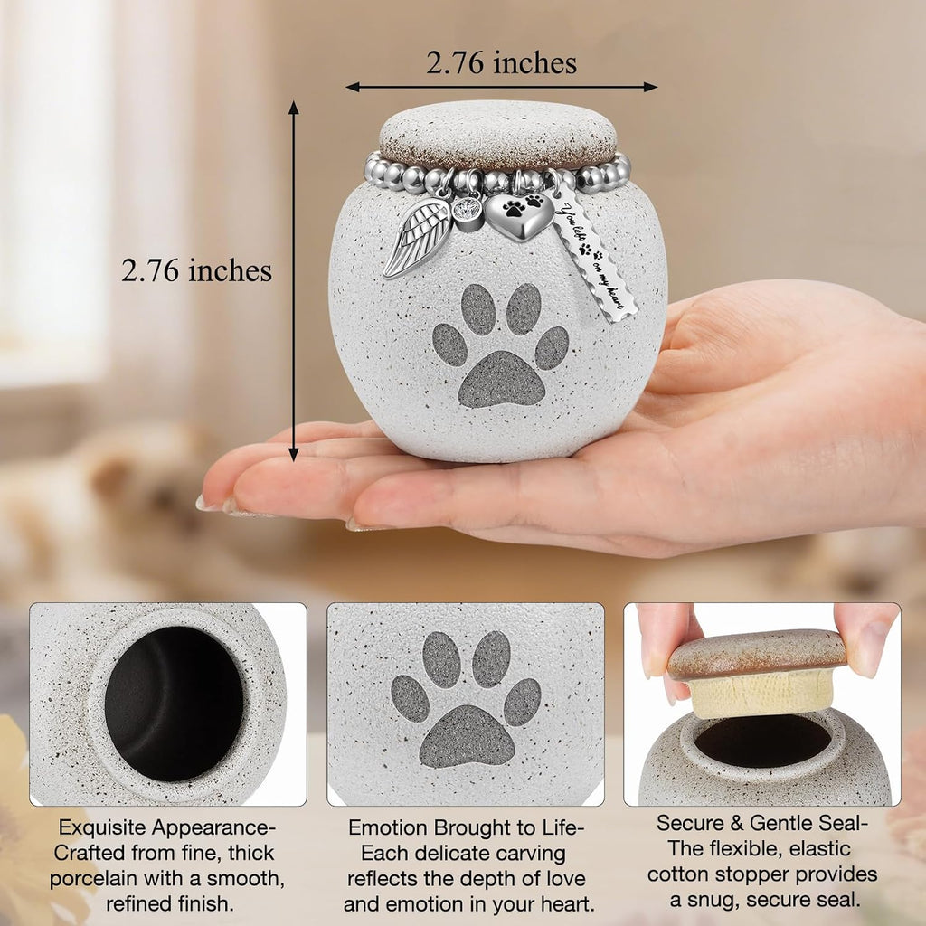 Pet Urn for Dogs Cats 2.76 Inch Small Urn for Pet Ashes Cremation Keepsake Urns Ceramic Mini Urns for Ashes Pet