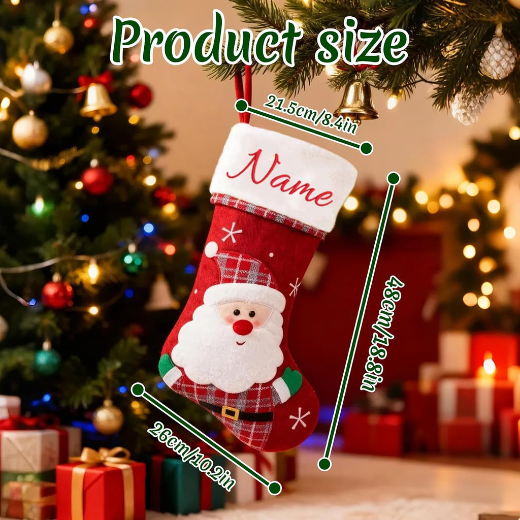 With Name Embroidered - Christmas Stockings 18.8Inch Large Embroidered Xmas Stocking for Family Fireplace Mantel - Set of 4