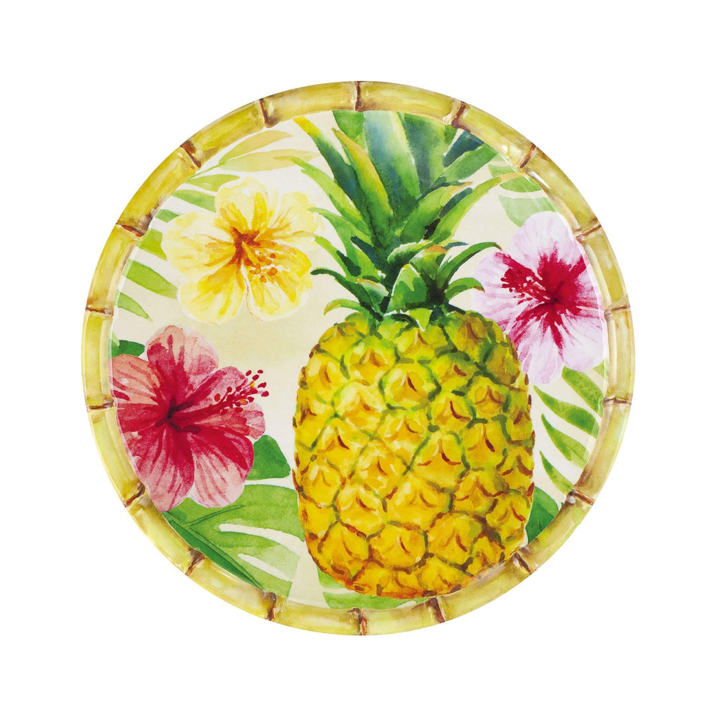 12 Piece Pineapple Melamine Dinnerware Sets, Outdoor Dishes Set, Plates and Bowls Sets, Service for 4, Multicolor