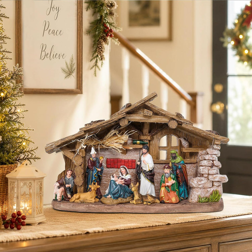 Nativity Set Indoor, Lighted Nativity Scene for Christmas Decoration