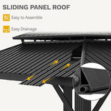 14x12FT Gazebo Hardtop Outdoor Double Roof with Nettings and Curtains