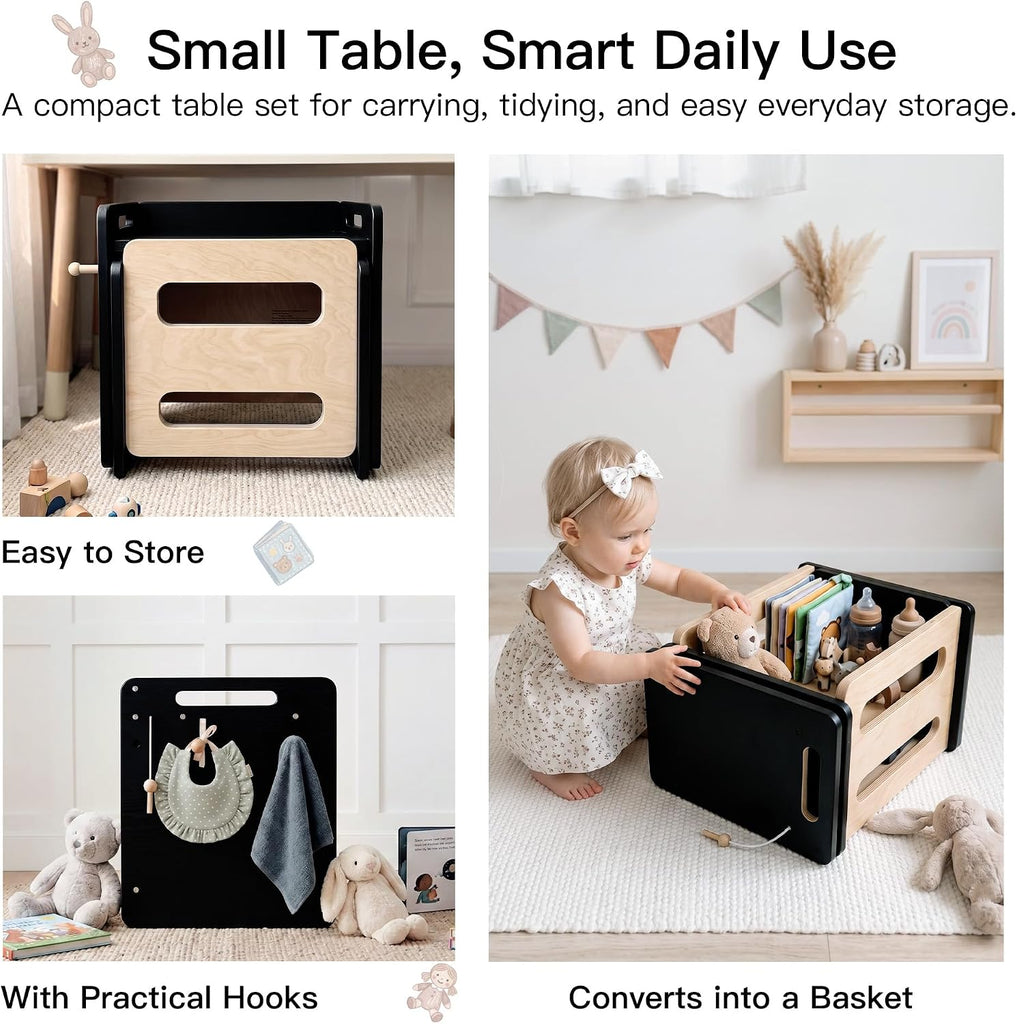 Weaning Table and Chair Set, Adjustable Toddler Table, Black