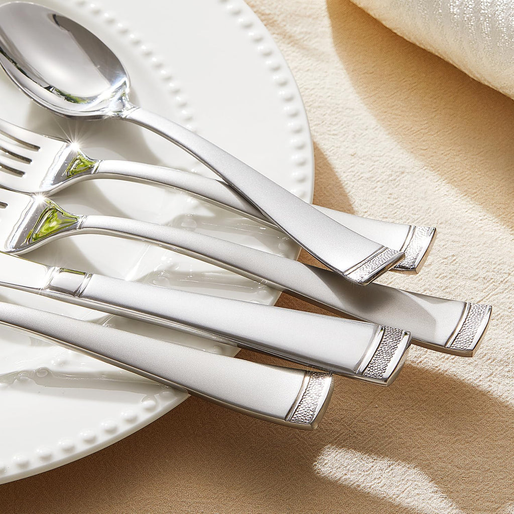 Silverware Set, 60-Piece Flatware Set for 12, 18/10 Stainless Steel Cutlery Set with Bead Edge, Utensil
