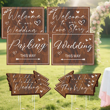 Wedding Welcome Signs for Reception Outdoor Weddings This Way Decor 10 Pack