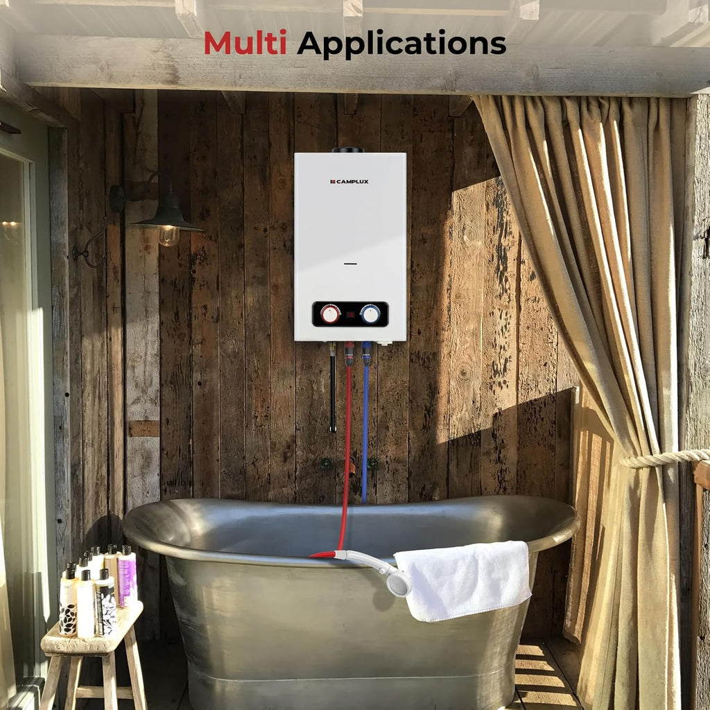 2.64 GPM Tankless Propane Water Heater, Portable Water Heater Outdoor with Overheating Protection, for Camping