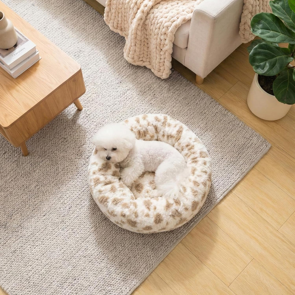 Donut Dog Bed, Calming Round Pet Bed for Small & Medium Dogs, Cats