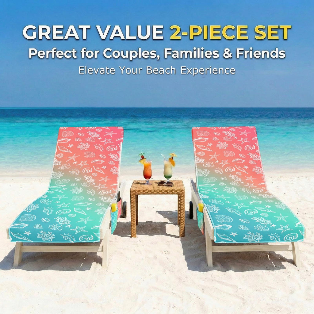 Lounge Chaise Chair Towel Covers, 2 Pack, Shell, 85X30 in