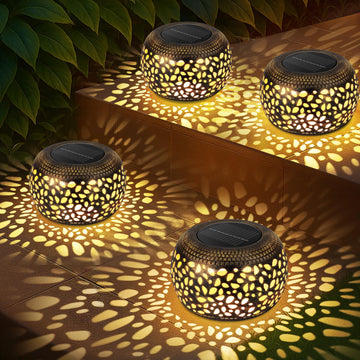 Outdoor Solar Lanterns Patio Decor: 4 Pack Bronze Waterproof Solar Lights