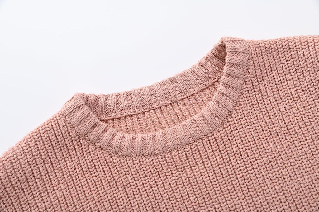 Toddler Unisex Cotton Knitted Sweater Warm Soild Pullover Top
