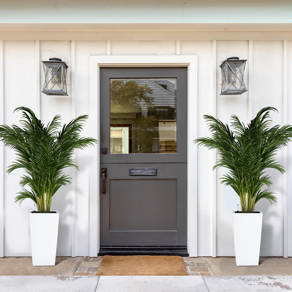 16 in Tall Planters Set of 2, Outdoor&Indoor Black Planter Pots, High Front Porch Planter Pots with Drainage