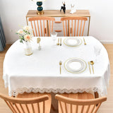 Elegant White Lace Jacquard Oval Tablecloth Tabletop Decoration Cover for Oval Tables Home Decoratio