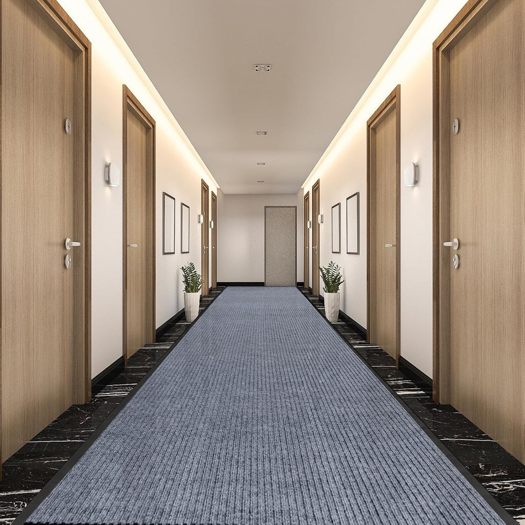 3'x16.4' Outdoor Runner Floor Mat Double Stripes Hallway Runner Rug