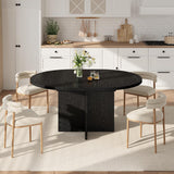 43.3''-59'' Extendable Round Dining Table for 4-8, Modern Kitchen Oval Dining Table with Removable Leaves, Dinner