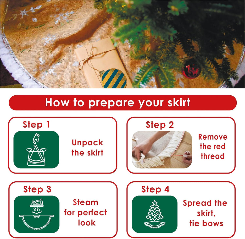 Christmas Tree Skirt 36', Burlap Tree Decorations, Tree Collar BOH Decor