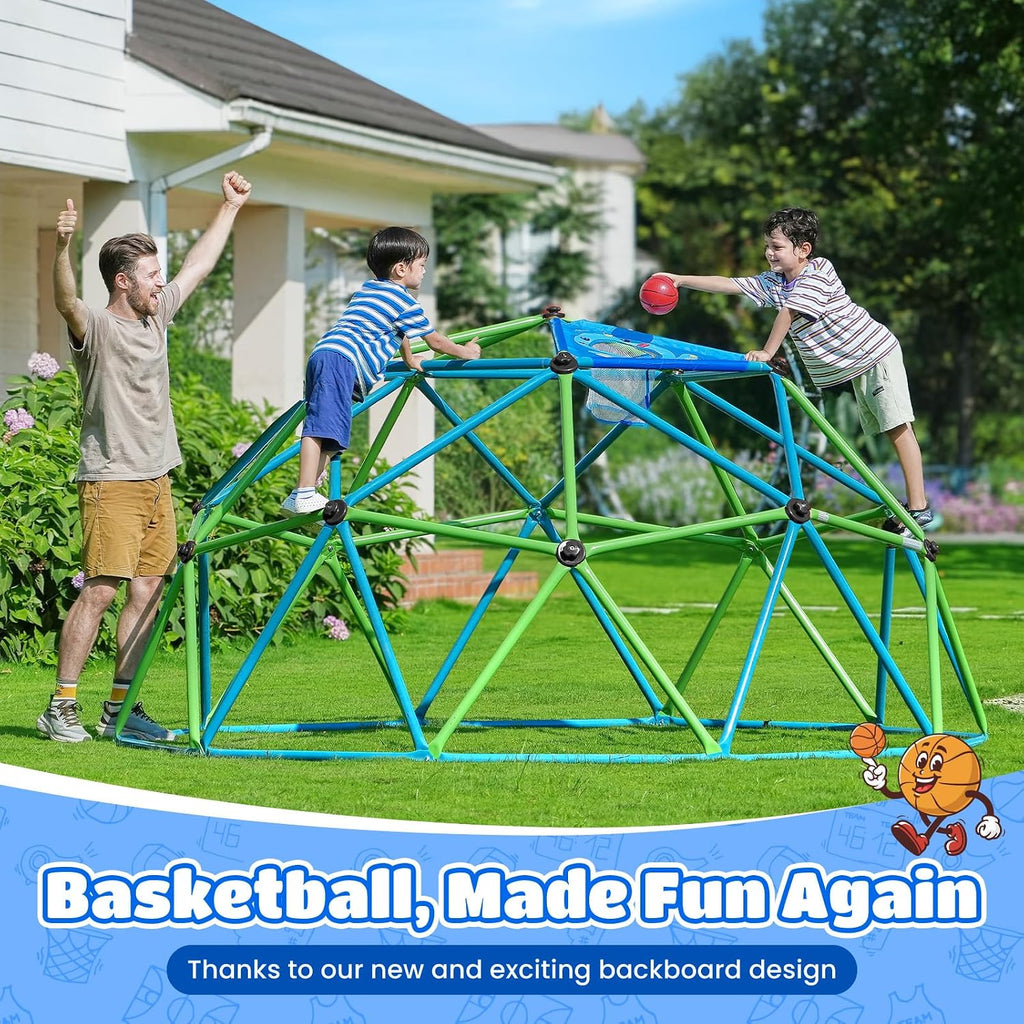 10FT Climbing Dome, Outdoor Jungle Gym for Kids with Climbing Grip - Geometric Dome Climber Outdoor Playset and Easy