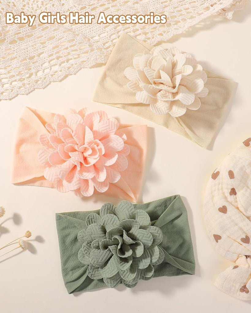 6pcs Baby Girls Flower Hair Headbands Nylon Hair Bands