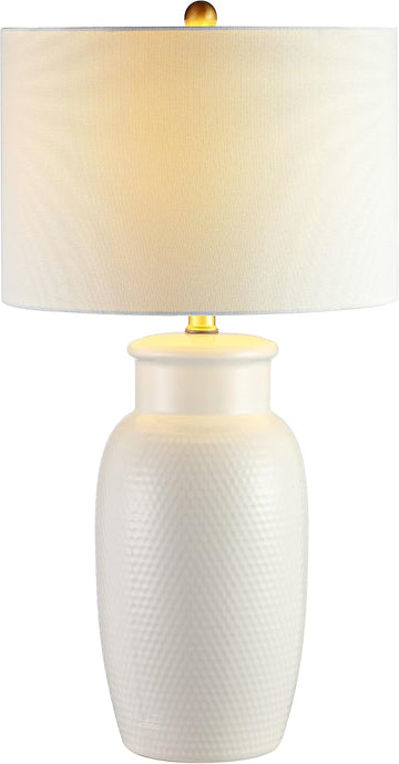 Norsi Modern Contemporary Ivory Ceramic 27-inch Bedroom Living Room Home Office Desk Nightstand Table Lamp (LED Bulb