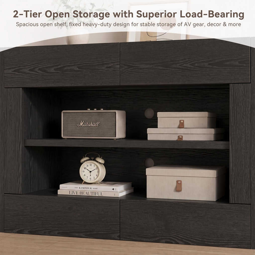 Modern 70" TV Stand for TVs up to 80", Sturdy Entertainment Center with 2 Drawers & 2 Side Cabinets, Media Console
