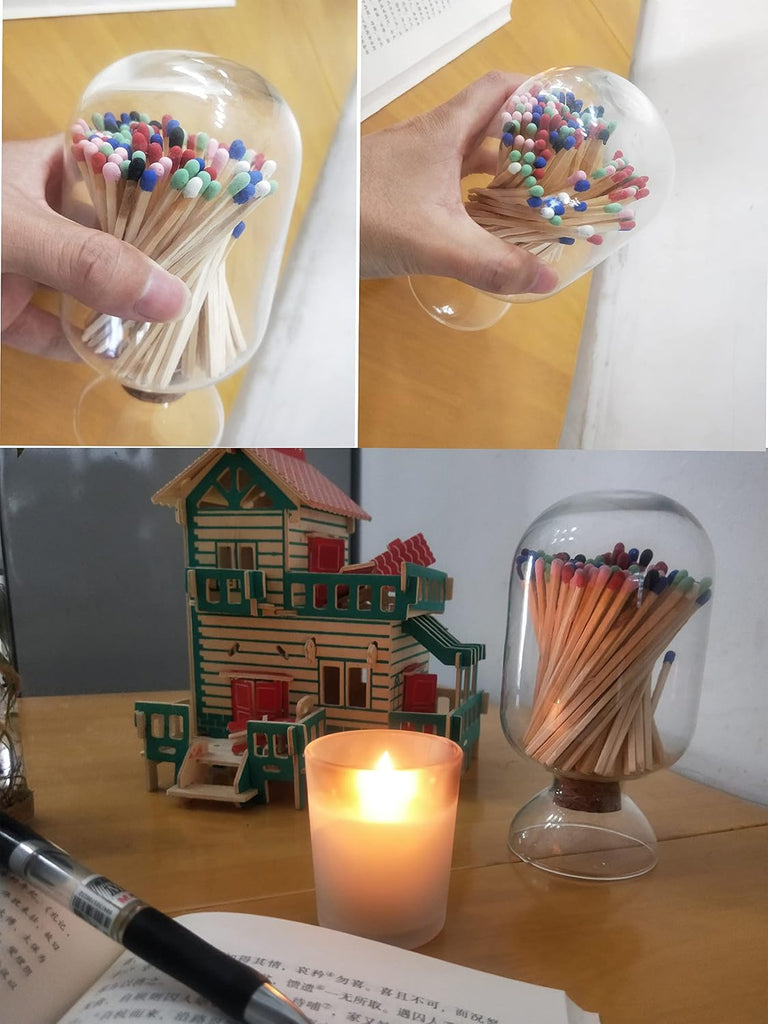 Glass Match Cloche Jar, Glass Match Holder with Striker, Matches in a jar with Striker, Match Striker Jar, Fancy
