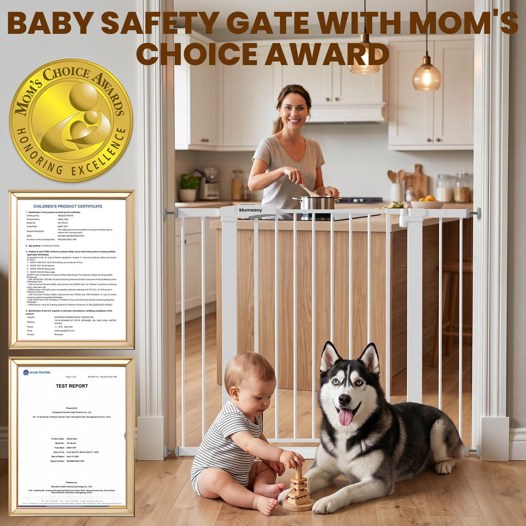 36" Extra Tall Baby Gate for Stairs, 29.7-43" Auto Close Dog Gate