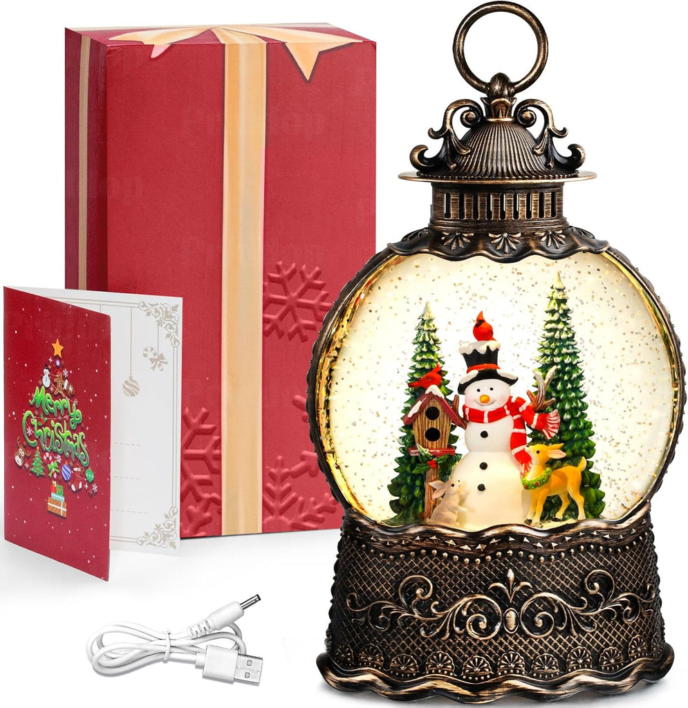 Snowman Snow Globe Christmas Decorations Indoor Deer Cardinal Snowman Gifts Classic Relief Texture Musical Glitter