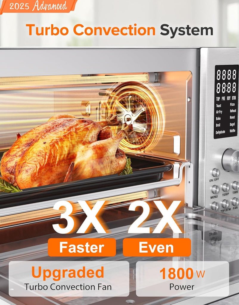 Bravo Pro Smart 21QT Toaster Oven Air Fryer Combo, Convection Oven Countertop, 10 functions all in 1, with even &