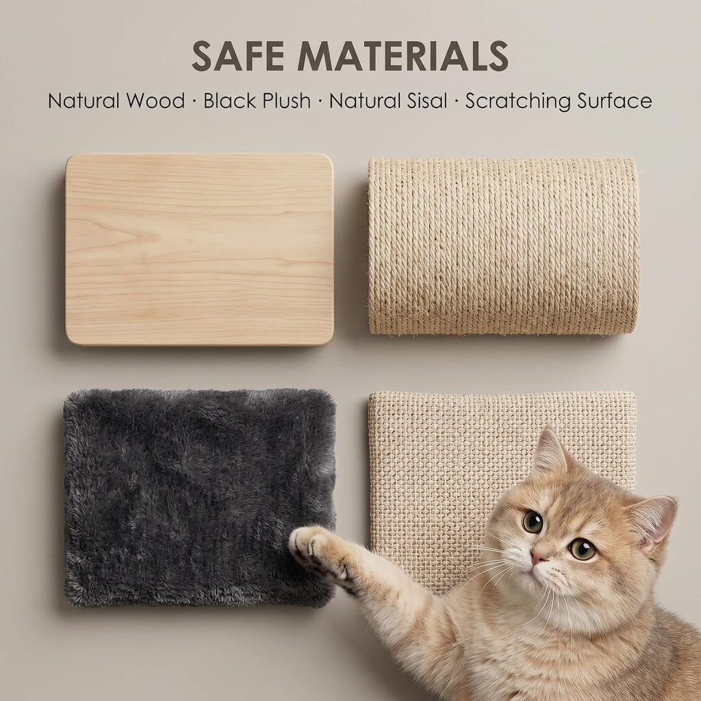 5in1 Cat Wall Shelves for Large Cats, Wall Mounted Climbing Furniture