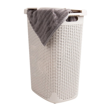 Slim Laundry Hamper with Lid, 60L Tall Clothes Basket, Narrow Tapered Design s, Closets and Laundry Rooms, Plastic