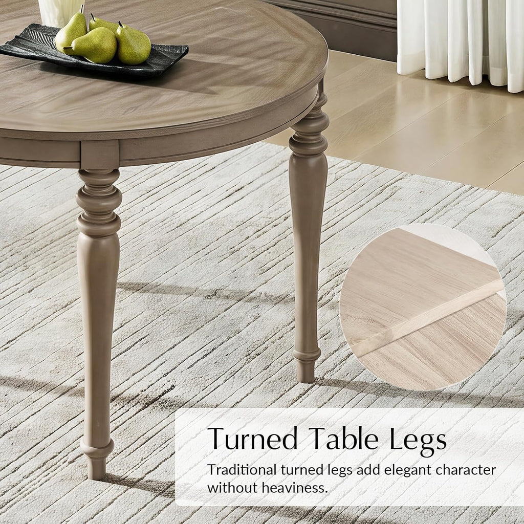 42"-60" Oval Round Extendable Dining Table, Vintage Oak Wood Expandable Dining Room Kitchen Table with Butterfly Leaf