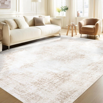 Area Rug 6x9 Vintage Rug: Washable Living Room Rugs Retro Medallion Distressed Large Rugs Soft Low Pile Non-Slip