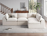 120" Cloud Sectional Couch | Oversize Boneless Couches for Living Room | 4 Seater Modern L-Shape Sofa | Ivory White