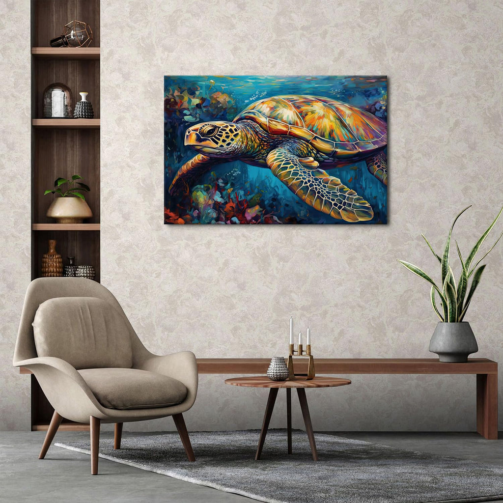 Large Sea Turtle Wall Art Nautical Beach Bathroom Wall Decor Rustic Underwater Marine Animal Canvas Prints Picture