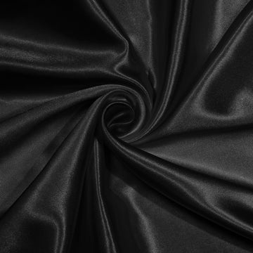 Black Satin Fabric By The Yard 2 Yards 60" Wide, Silky Solid