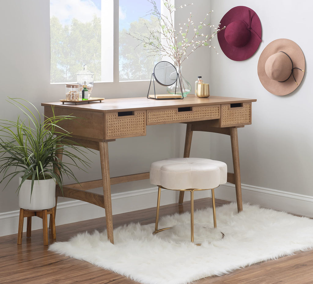 Dutton Natural Wood and Rattan Desk