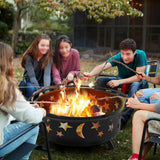 Fire Pit 30in Fire Pits for Outside Wood Burning Outdoor Fireplace with Spark Screen, Poker for Bonfire Patio Backyard Garden Picnic - Image 3