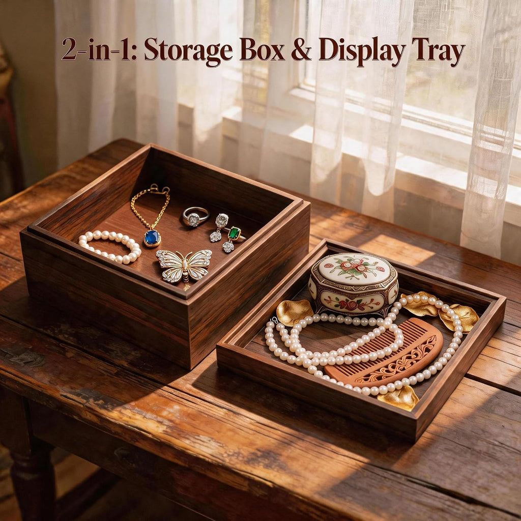 Decorative Keepsake Memory Box, MDF Wooden Storage Box with Lid